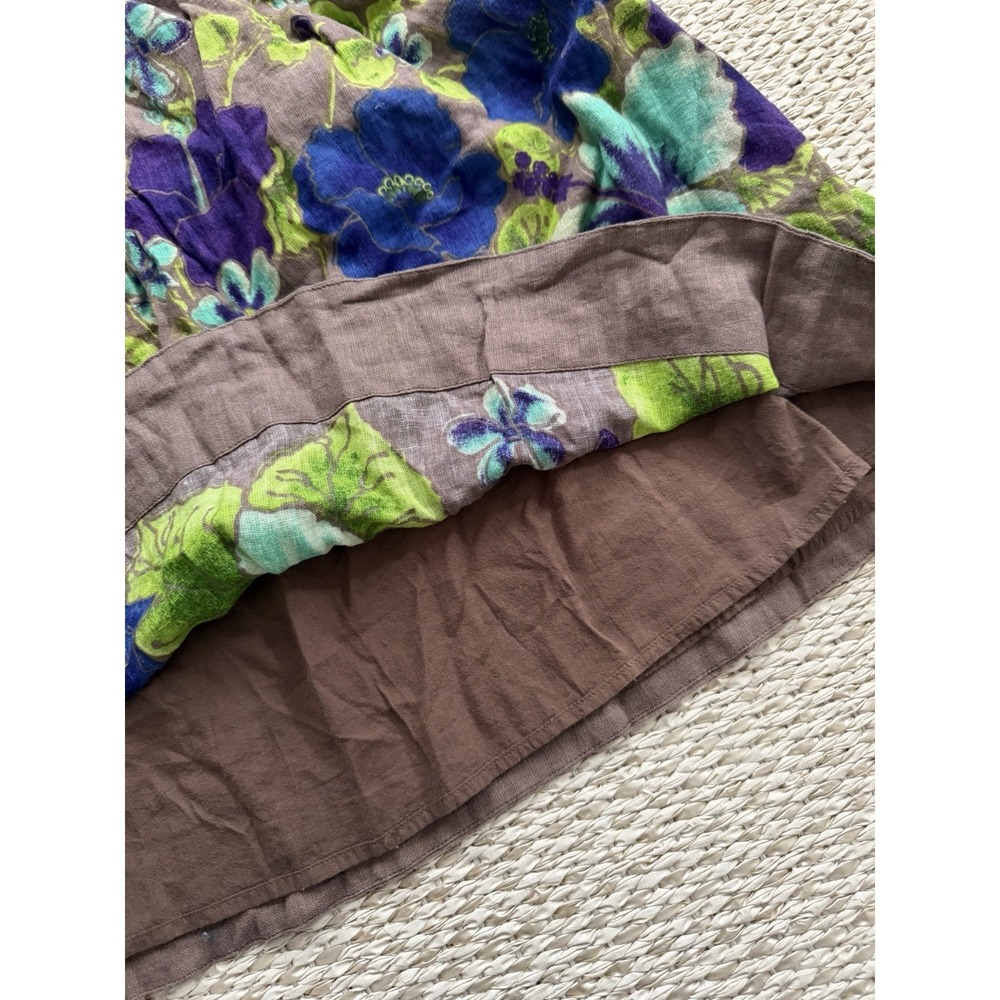 Free People Brown Skirt with Green and Blue Floral Print - Picture 3 of 7